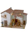 Aldea en estuco iluminada completa con figuras cm 40x30x31 h