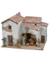 Aldea en estuco iluminada completa con figuras cm 40x30x31 h