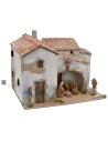 Aldea en estuco iluminada completa con figuras cm 40x30x31 h