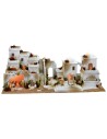 Arab nativity scene with lights, fountain with double tap and