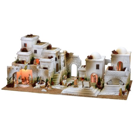 Presepe arabo con luci, fontana a doppio rubinetto e fuoco