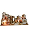 Arabic nativity scene with lights, double tap fountain and fire