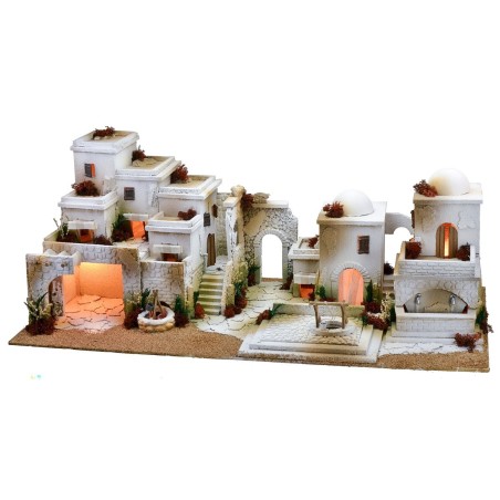 Presepe arabo con luci, fontana a doppio rubinetto e fuoco
