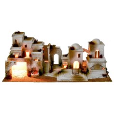 Arab nativity scene with lights, double tap fountain and 2