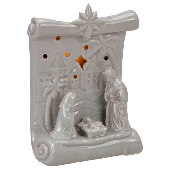 Nativity and parchment in porcelain with light cm 10x6,5x14 h