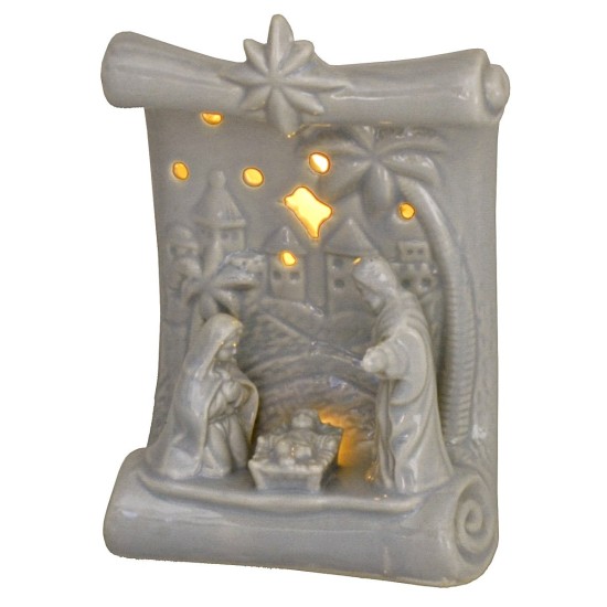 Nativity and parchment in porcelain with light cm 10x6,5x14 h