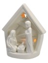 Nativity and hut in porcelain with light cm 14x9,2x16 h