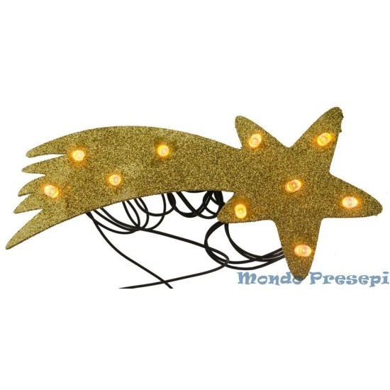 Estrella fugaz dorada de madera con 10 luces LED - Art. 