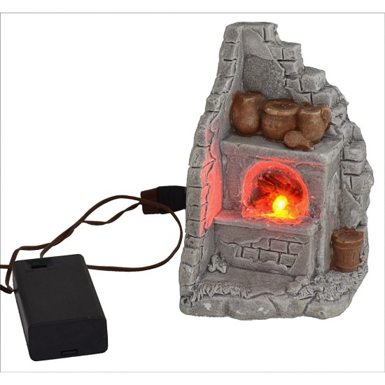 Corner oven with battery-operated fire cm