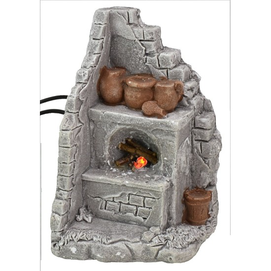 Corner oven with electricity-operated fire 7.1x6.5x12.3 cm h