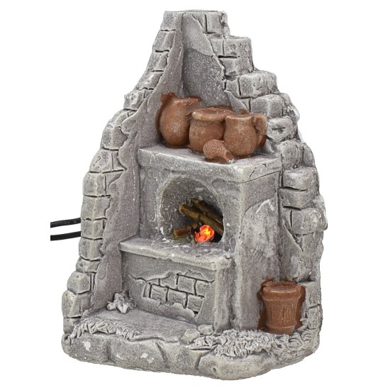 Corner oven with current-operated fire cm