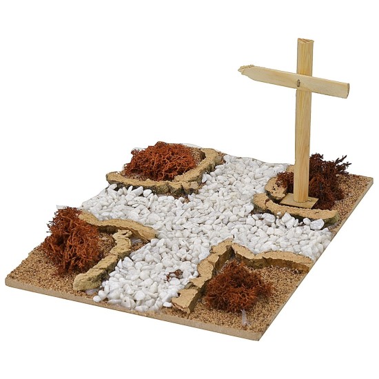 Cruce de caminos de tierra en forma de cruz griega de 19x15x1