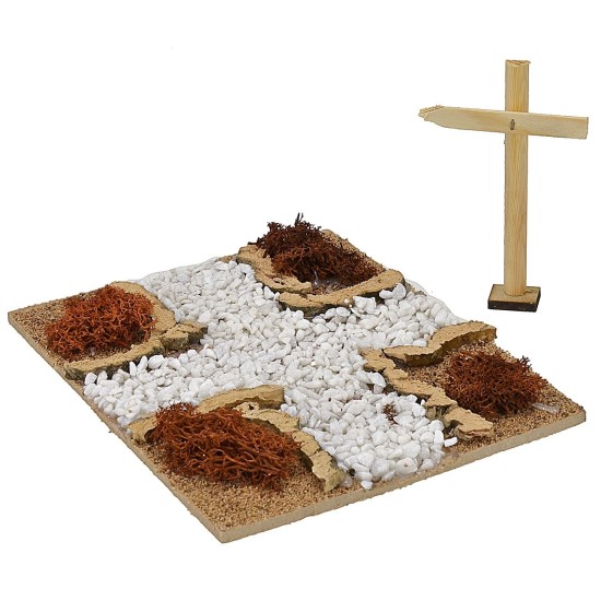 Cruce de caminos de tierra cm 19x15x1 h Mundo Pesebre