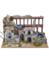 Borgo con acquedotto, cascata e fuoco funzionanti cm 58x38x35 h