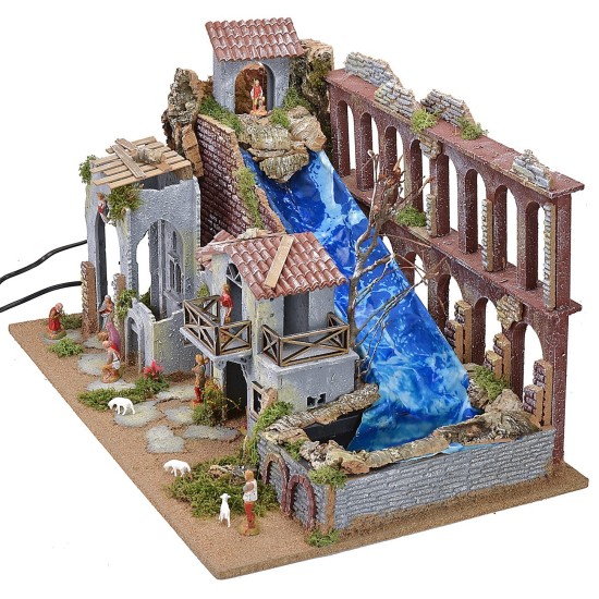 Hamlet with working aqueduct, waterfall and fire complete with
