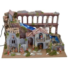 Presepe con acquedotto, cascata e fuoco funzionanti completo di