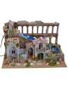 Nativity scene with functioning aqueduct, waterfall and fire