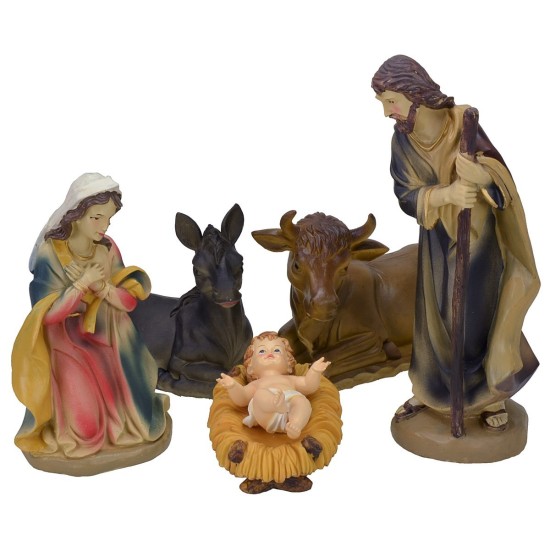 Natividad 5 figuras para belén en resina serie 40 cm