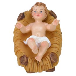 Baby Jesus cm 6,5x4,5 in resin with cradle for 20 cm statues