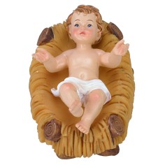 Niño Jesús de 6,5x4,5 cm en resina con cuna para estatuas de 20 cm.