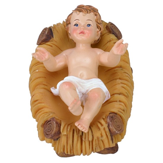 Gesù Bambino cm 6,5x4,5 in resina con culla per statue da 20 cm
