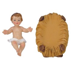 Baby Jesus cm 6,5x4,5 in resin with cradle for 20 cm statues 2
