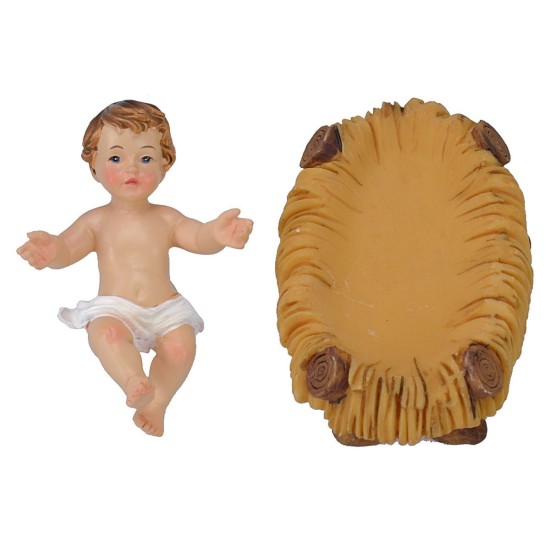 Baby Jesus cm 6,5x4,5 in resin with cradle for 20 cm statues