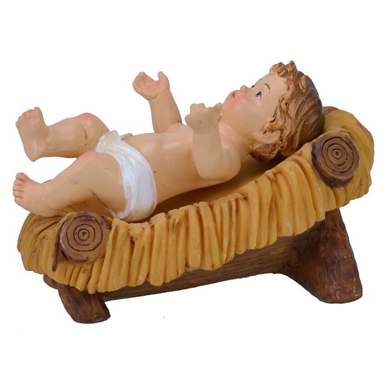 Baby Jesus cm 6,5x4,5 in resin with cradle for 20 cm statues
