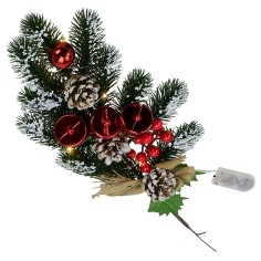 Ramo illuminato in pvc con campane bacche e pigne cm 40 Mondo 2
