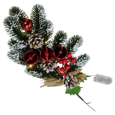 Ramo illuminato in pvc con campane bacche e pigne cm 40