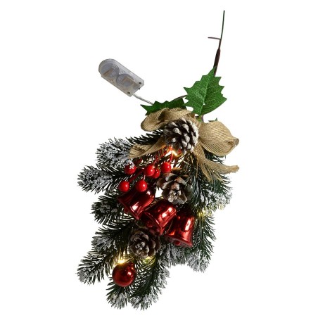 Illuminated pvc branch with bells, berries and pine cones cm 40