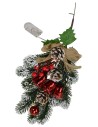 Illuminated pvc branch with bells, berries and pine cones cm 40