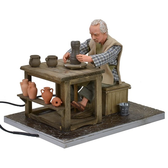 Alfarero sentado doble movimiento serie 30 cm Mundo Pesebres