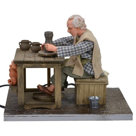 Vasaio seduto doppio movimento serie 30 cm Mondo Presepi