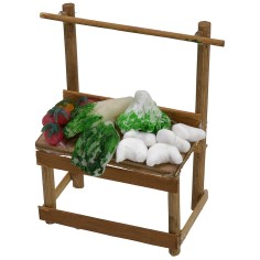Banco verdure in cera 6x3,5x8,5 h. Mondo Presepi 2