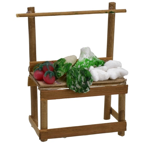 Banco verdure in cera 6x3,5x8,5 h. Mondo Presepi