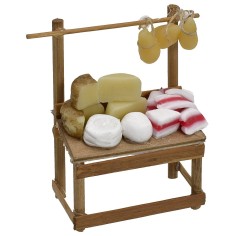 Banco formaggi in cera 6,5x3,5x8,5 h. Mondo Presepi