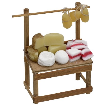 Banco de quesos en cera 6,5x3,5x8,5 h. Mundo Pesebres