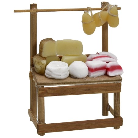 Banco de quesos en cera 6,5x3,5x8,5 h. Mundo Pesebres