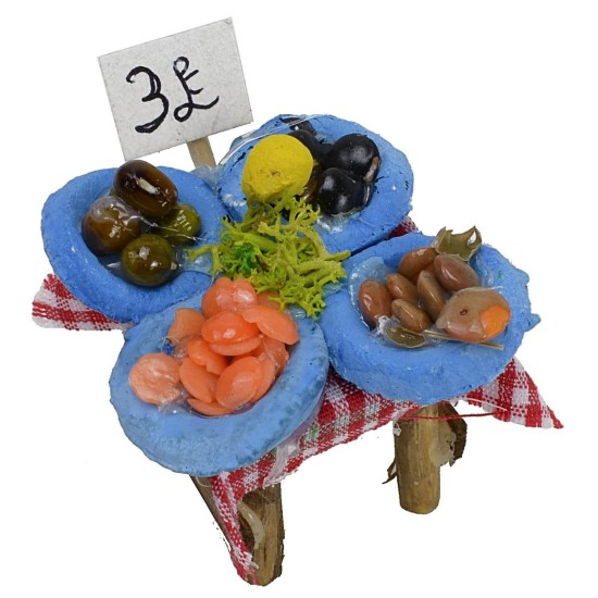 Puesto de pescado de 2,5x2,5x3,5 cm para belén para figuras de