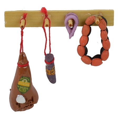 Mensola con salumi appesi cm 6x6 h cm