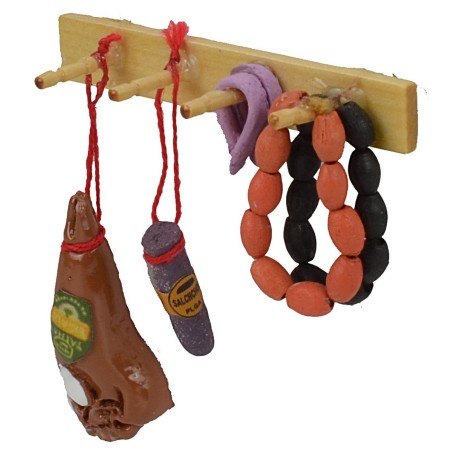 Estante con embutidos colgados cm 6x6 h cm Mondo Presepi