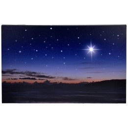 Cielo stellato con paesaggio al tramonto e stella polare fibre