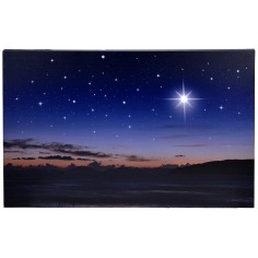 Cielo stellato con paesaggio al tramonto e stella polare fibre