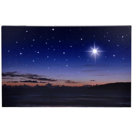 Cielo estrellado con paisaje al atardecer y estrella polar
