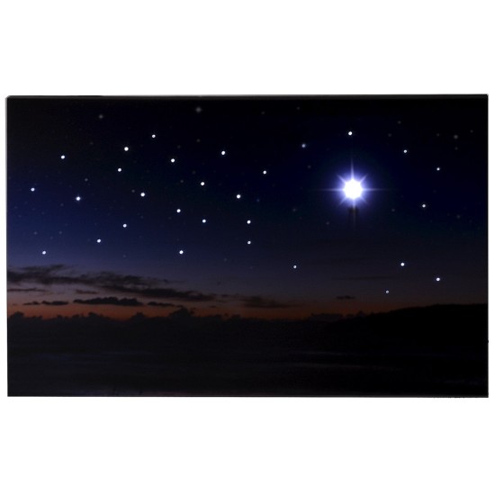 Cielo estrellado con paisaje al atardecer y estrella polar