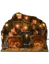 Pesebre iluminado con fuente funcional y cueva completo de