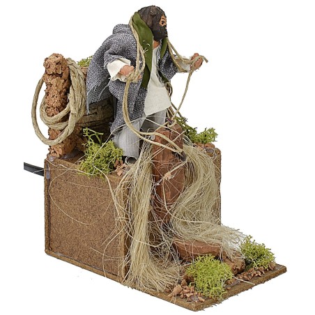 Filatore di canapa in movimento serie 10 cm Mondo Presepi