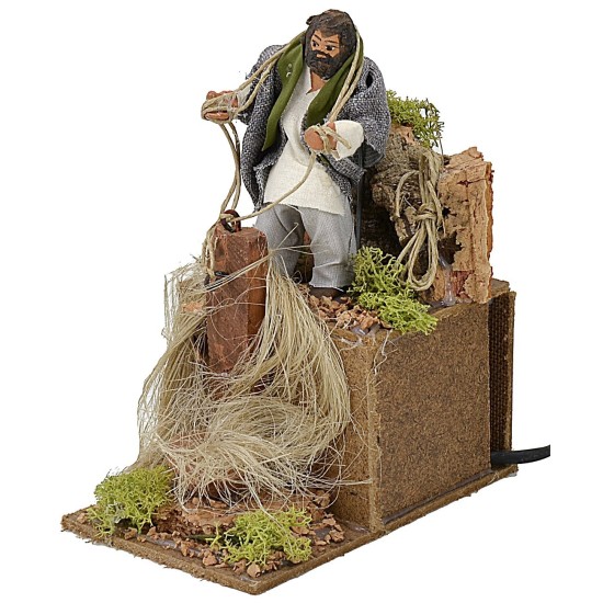 Hilador de cáñamo en movimiento serie 10 cm Mondo Presepi