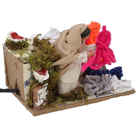 Venditrice di lana in movimento serie 10 cm Mondo Presepi